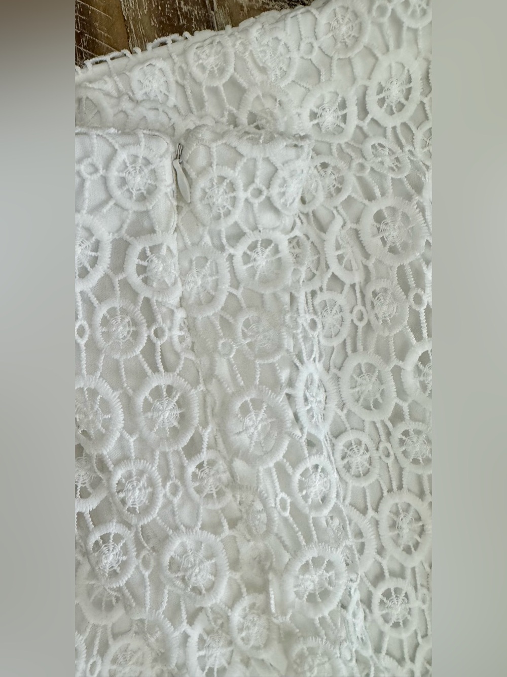 Skies Are Blue White Lace Midi Skirt with Fringe Hem - Picture 6 of 9